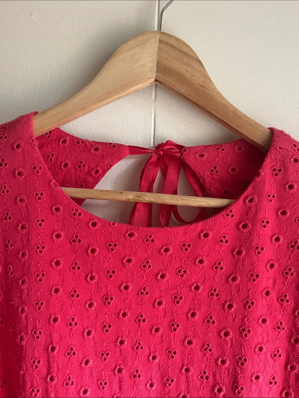 Free People Apricot Rose Watermelon Spritz Eyelet Puff-Sleeve Mini Dress Sz M